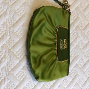 Coach silk lime green wristlet clutch